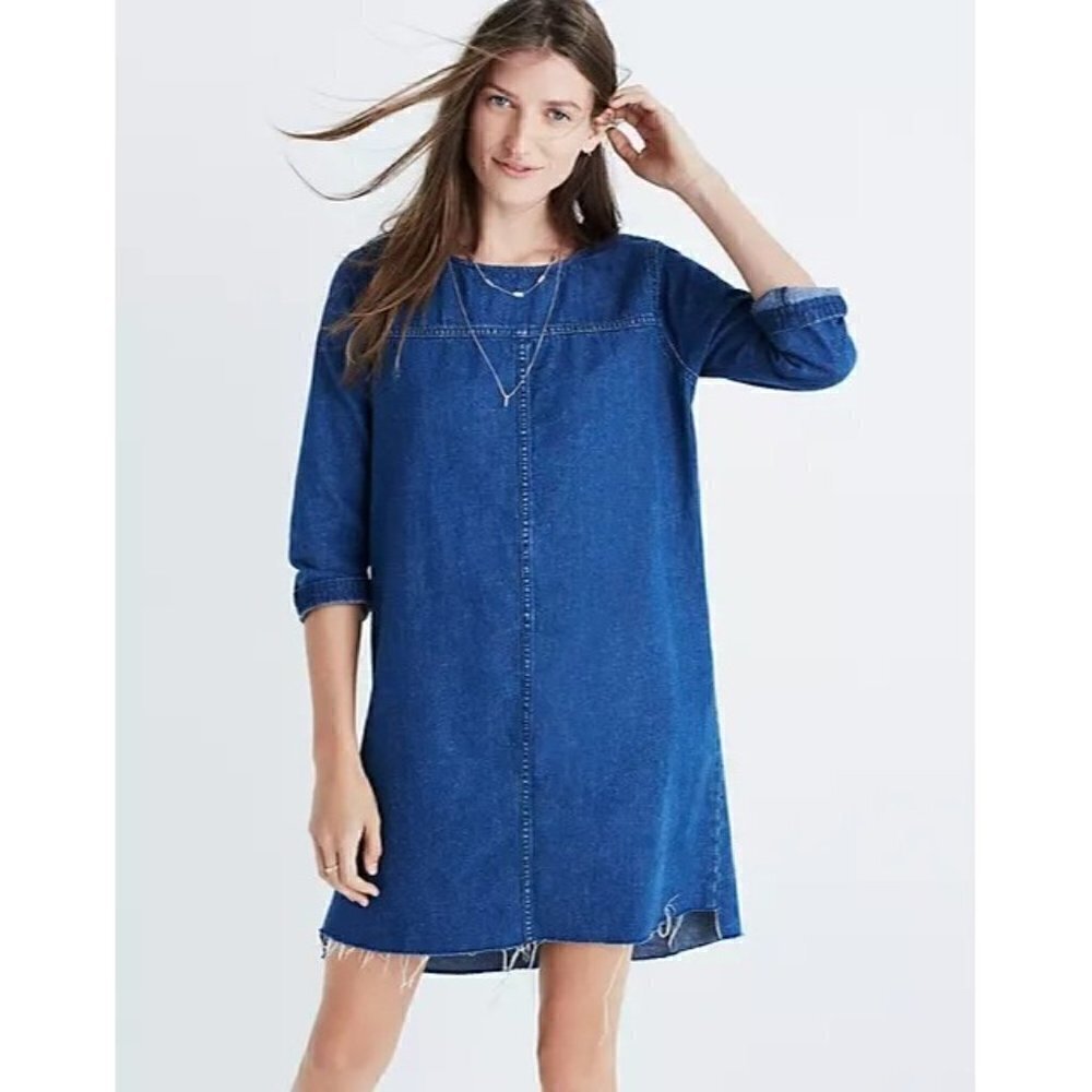Madewell Denim Step Hem Shift Mini Dress XS